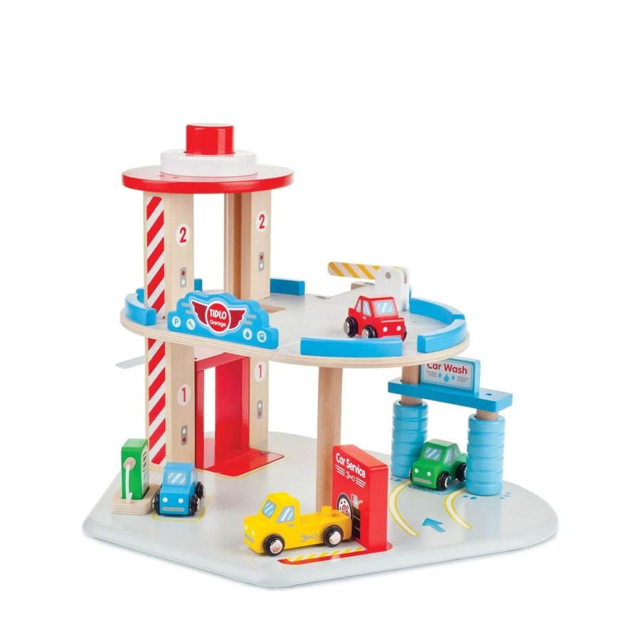 Toys Tidlo Trains, Cars, Planes | Wooden Garage And Cars Set