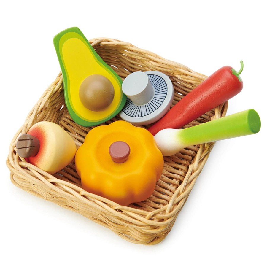 Toys Tender Leaf Wooden Toys | Vegetables And Basket Set