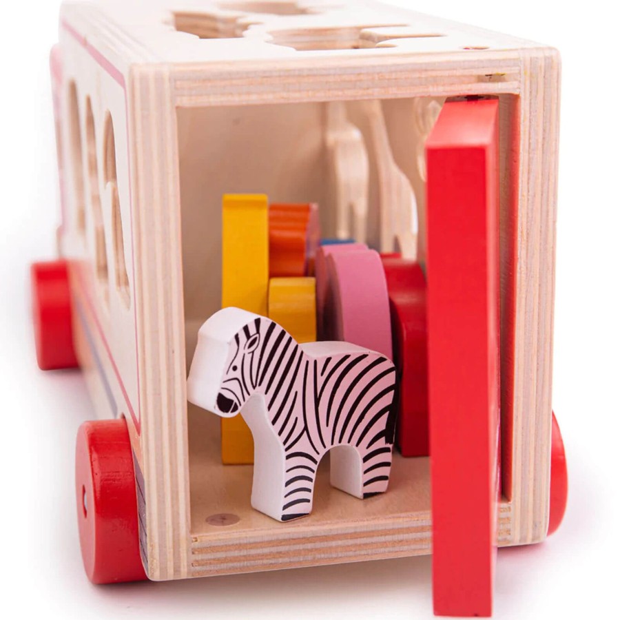 Toys Big Jigs Shape Sorters, Bead Frames | Wooden Safari Sorting Lorry