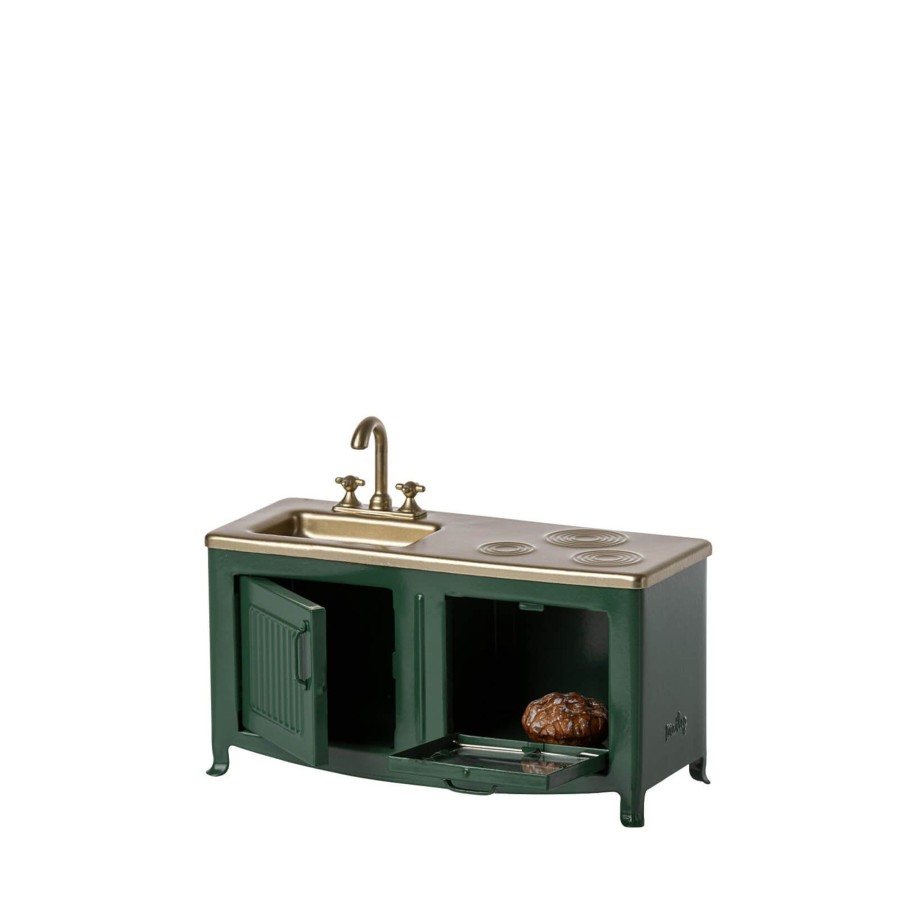 Toys Maileg Dolls, Dolls Houses | Kitchen Dark Green - Mouse