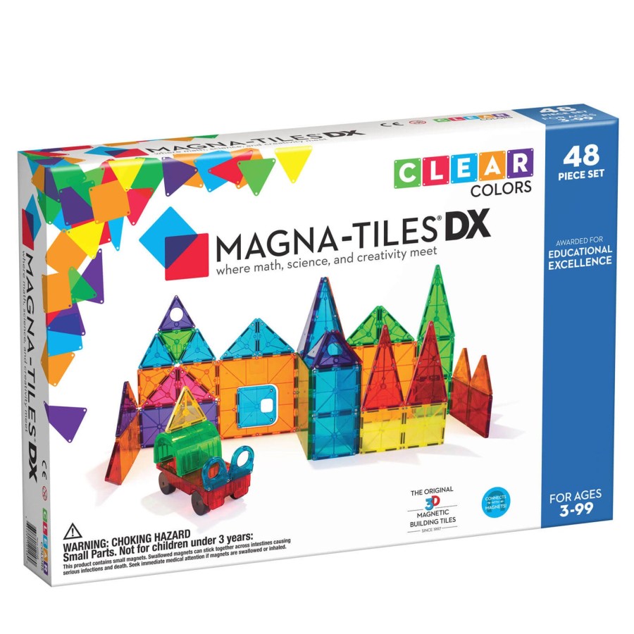 Toys Magna-Tiles Stacking Toys | Clear Colours 48 Piece Deluxe Set