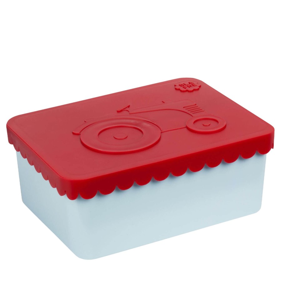 Home Blafre Snack Boxes, Lunch Boxes | Tractor - Red/Light Blue Lunch Box