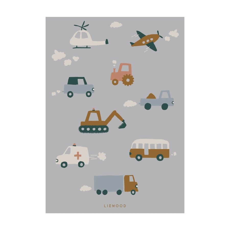 Toys Liewood Arts & Crafts | Beverly Poster Vehicles / Dove Blue