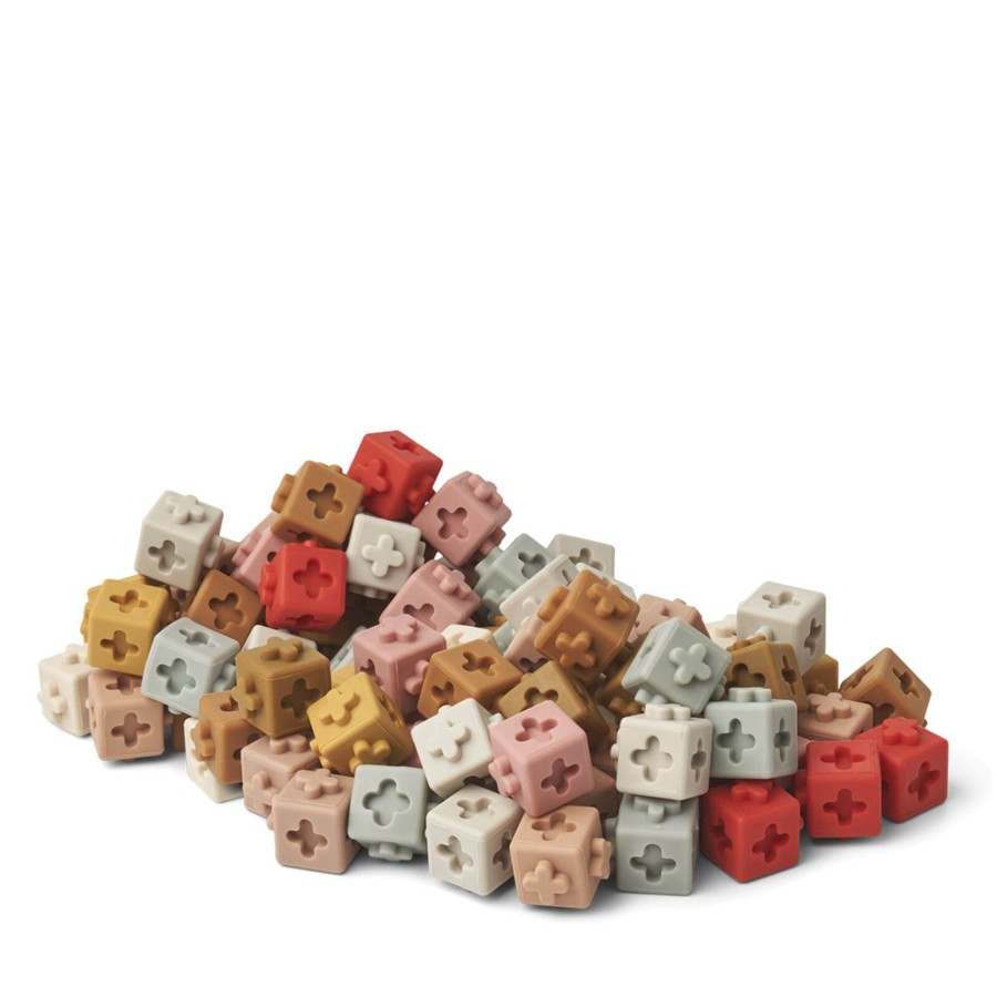 Toys Liewood Stacking Toys | Cubels Building Blocks 100 Pack Dusty Raspberry Multi Mix