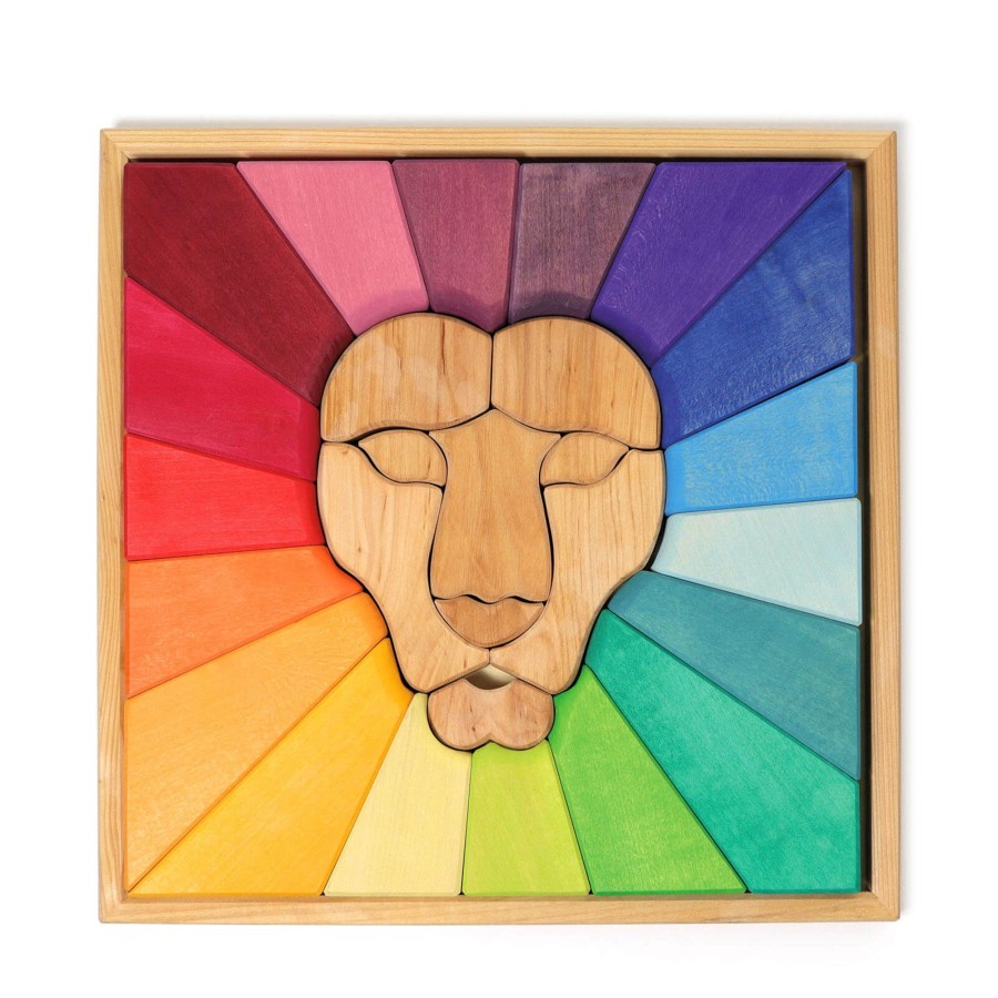 Home Grimm’s Decorative Objects | Coloured Building Block Set - Rainbow Lion