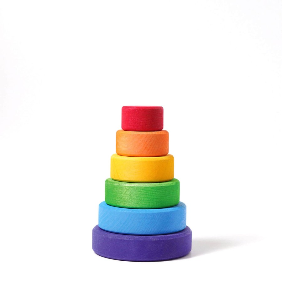 Toys Grimm’s Stacking Toys | Small Wooden Conical Tower - Colourful