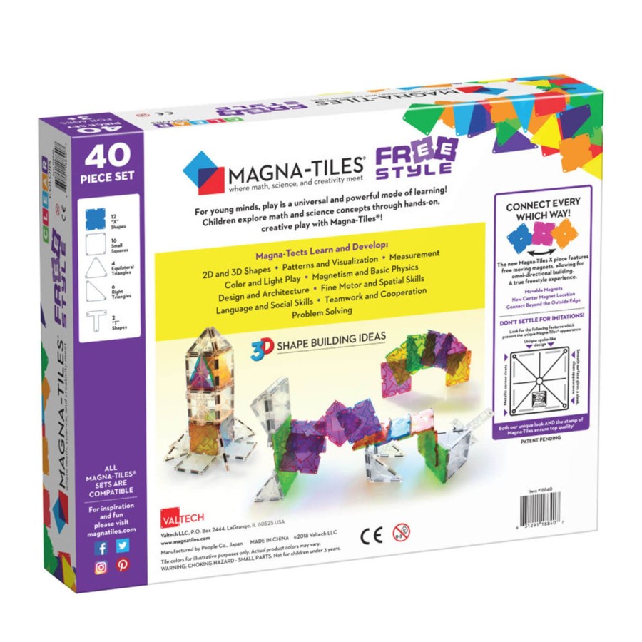 Toys Magna-Tiles Stacking Toys | Freestyle 40 Piece Set