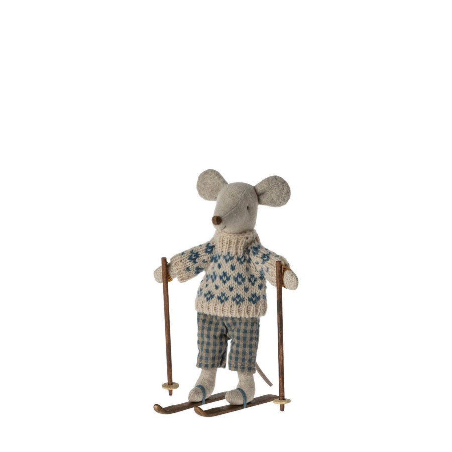 Toys Maileg Soft Toys, Comforters | Winter Mouse Ski Set - Dad