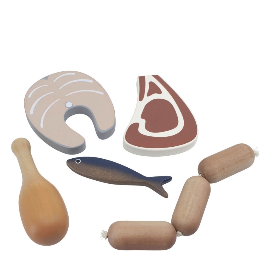 Toys Sebra Wooden Toys | Wooden Meat And Fish Food