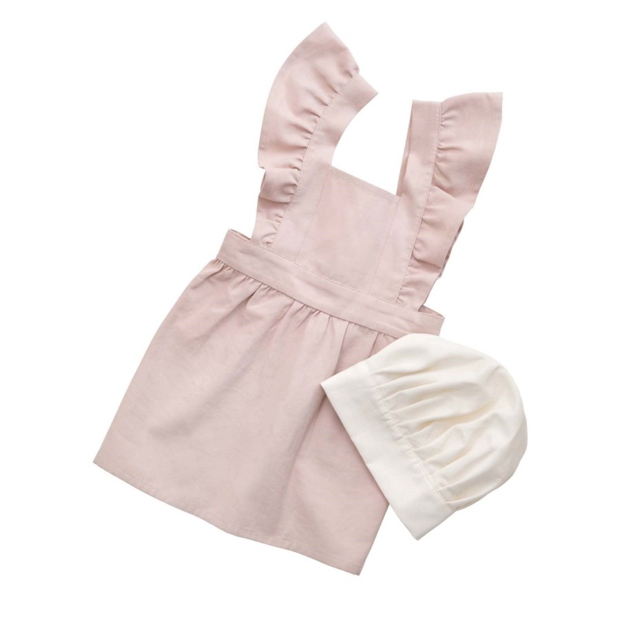 Toys Sebra Kitchens, Foods | Apron And Hat Set Dusty Pink And White