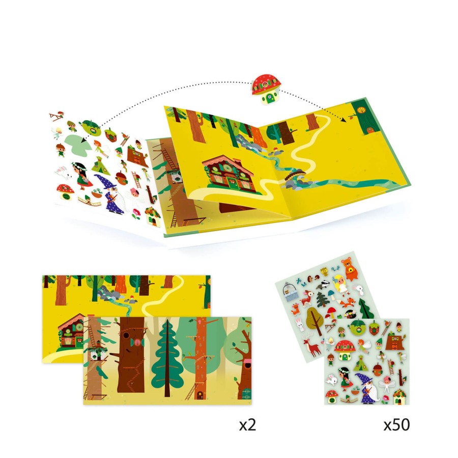 Toys Djeco Arts & Crafts | 50 Sticker Story Book - The Magical Forest