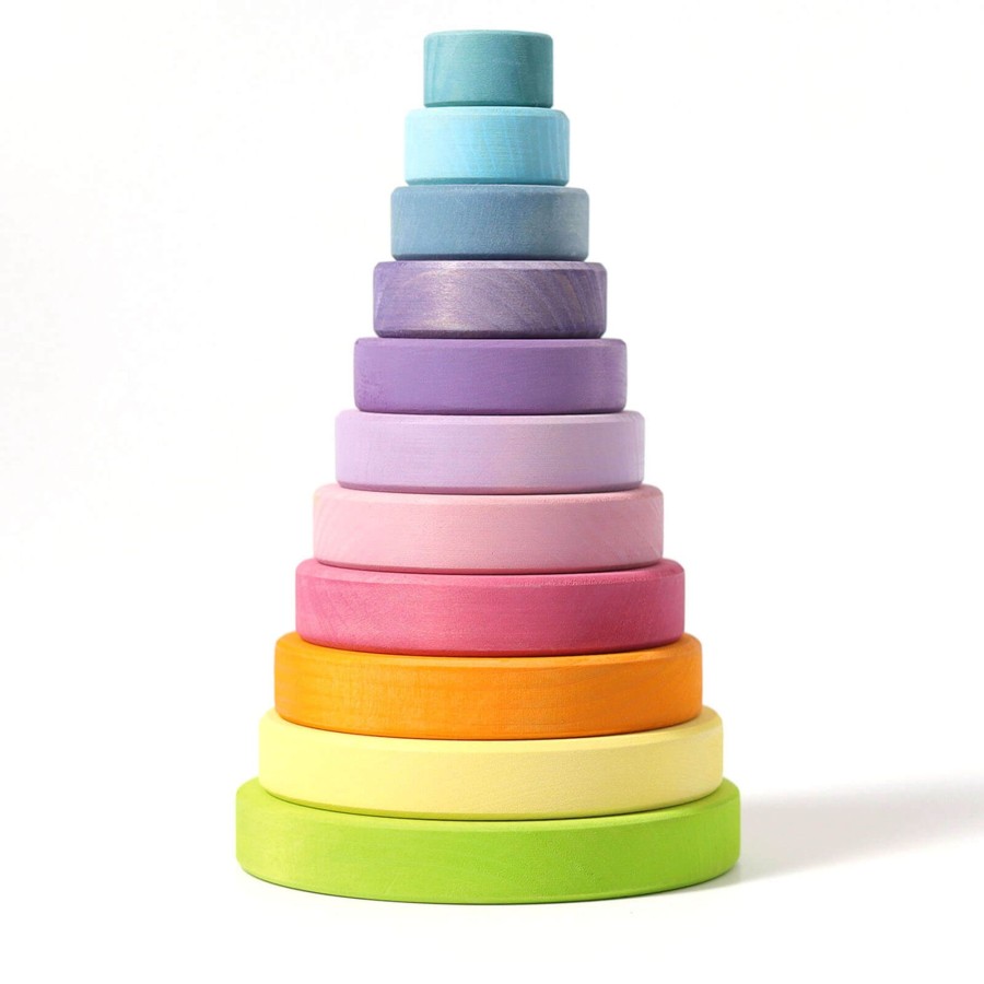 Toys Grimm’s Stacking Toys | Wooden Conical Tower - Pastel