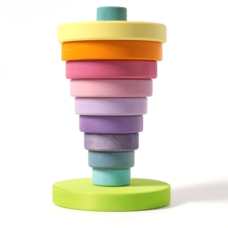 Toys Grimm’s Stacking Toys | Wooden Conical Tower - Pastel