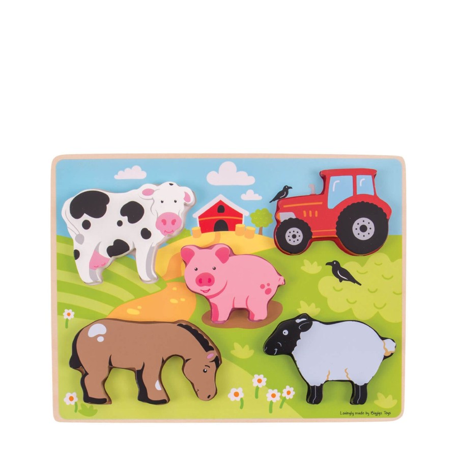 Toys Big Jigs Games, Puzzles, Jigsaws | Chunky Lift Out Puzzle - Farm