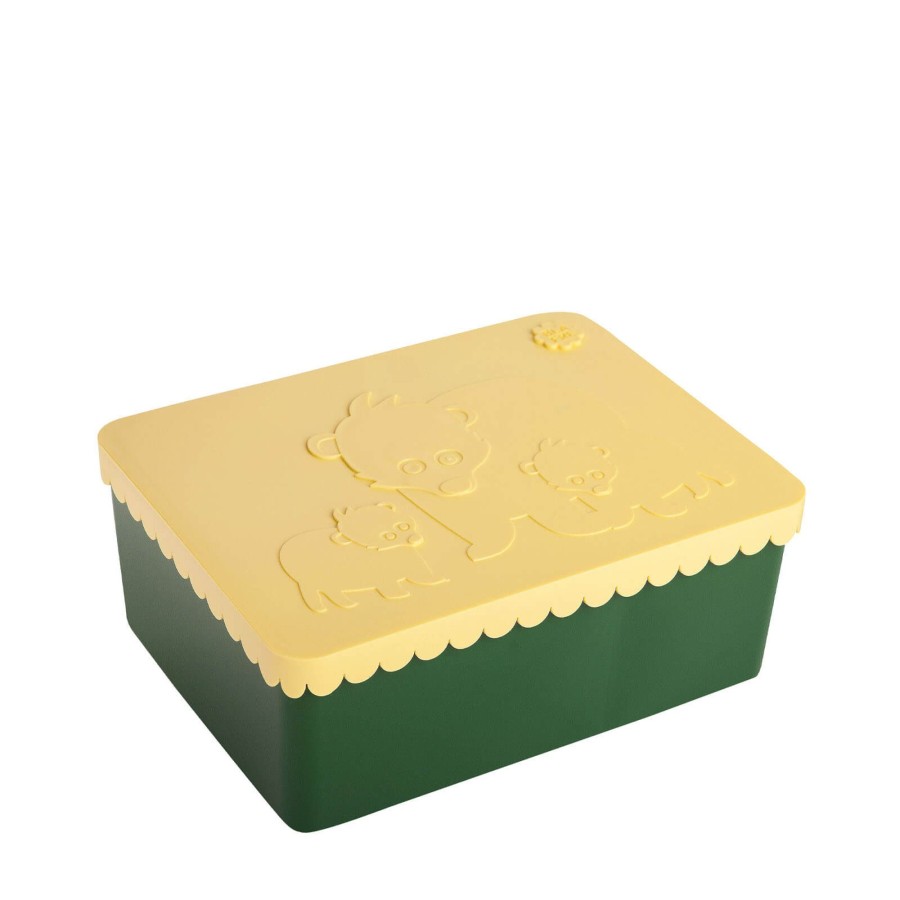 Home Blafre Snack Boxes, Lunch Boxes | Bear - Light Yellow/Dark Green Lunch Box