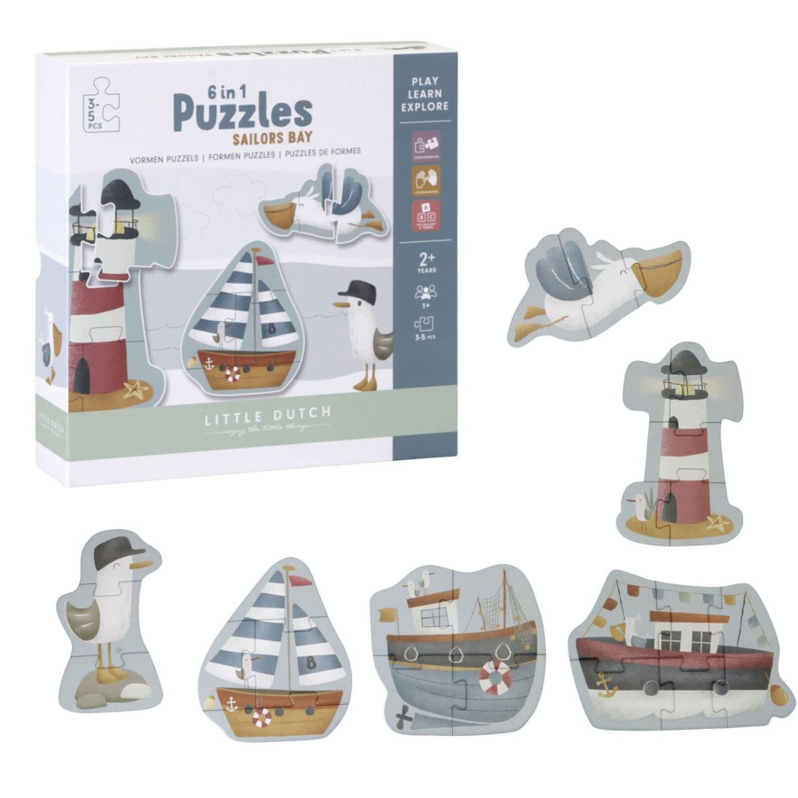 Toys Little Dutch Games, Puzzles, Jigsaws | 6 In 1 Puzzles Game Sailors Bay