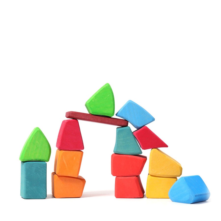 Toys Grimm’s Stacking Toys | Wooden Coloured Waldorf Building Blocks