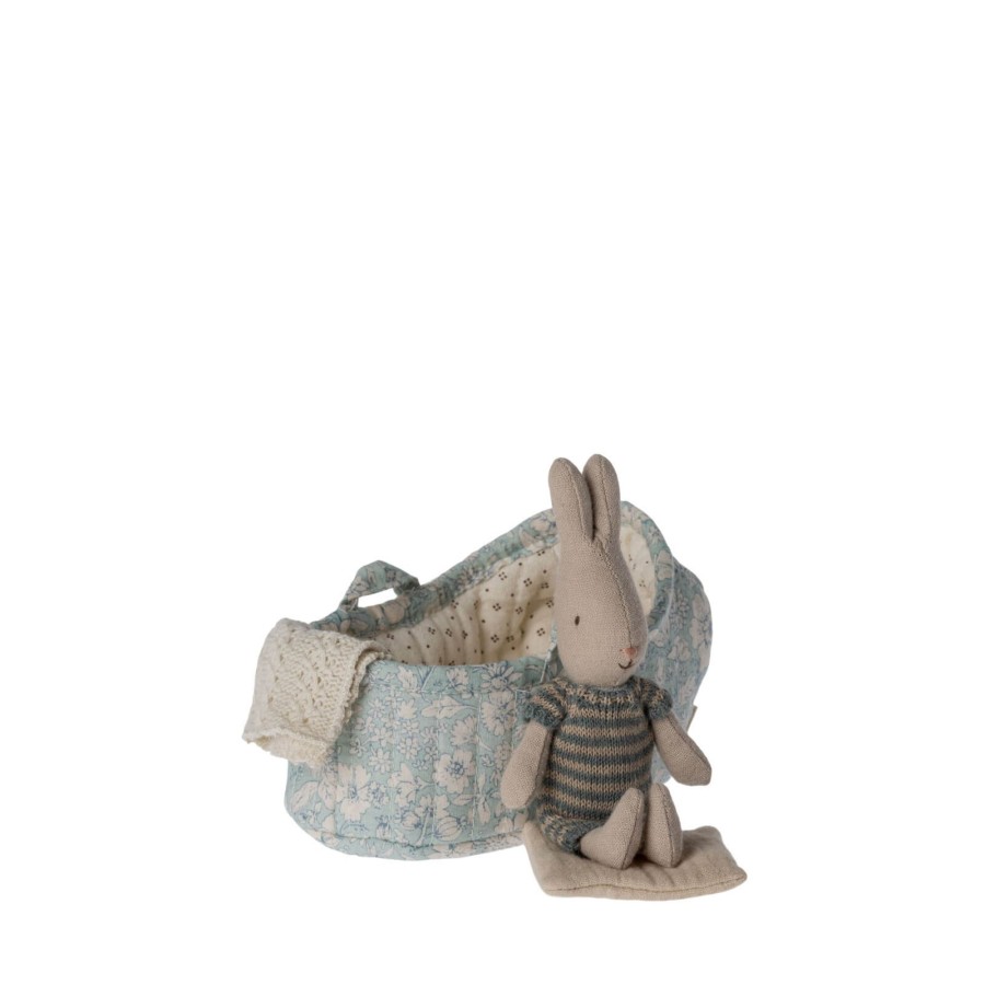 Toys Maileg Soft Toys, Comforters | Rabbit In Carry Cot Micro - Green