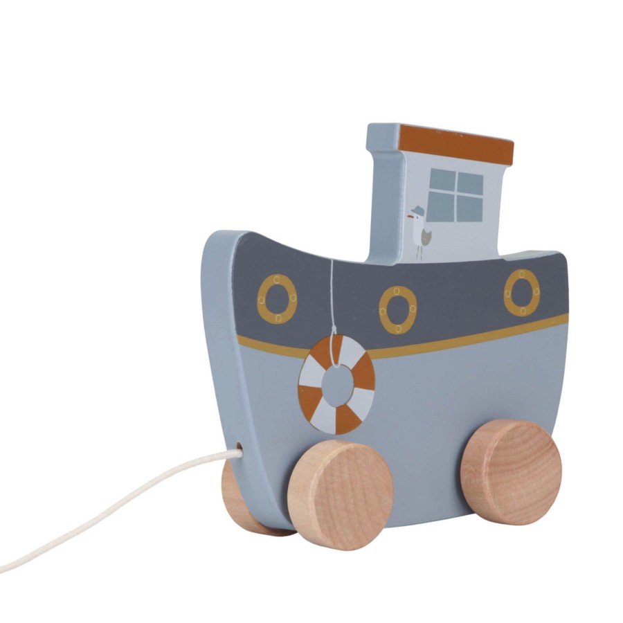 Toys Little Dutch Wooden Toys | Pull Along Boat Sailors Bay