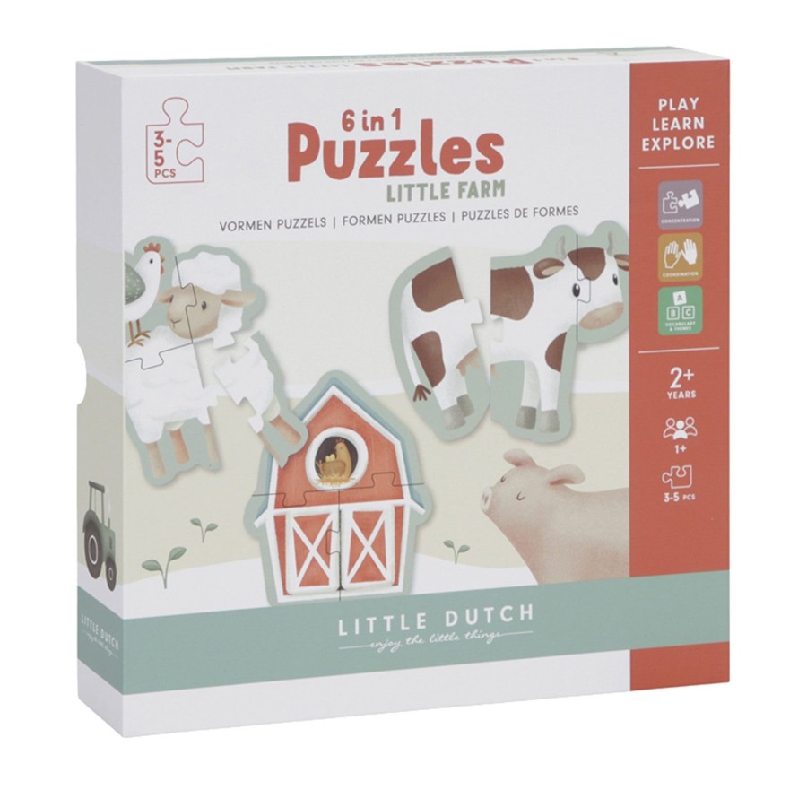 Toys Little Dutch Games, Puzzles, Jigsaws | 6 In 1 Puzzles - Little Farm