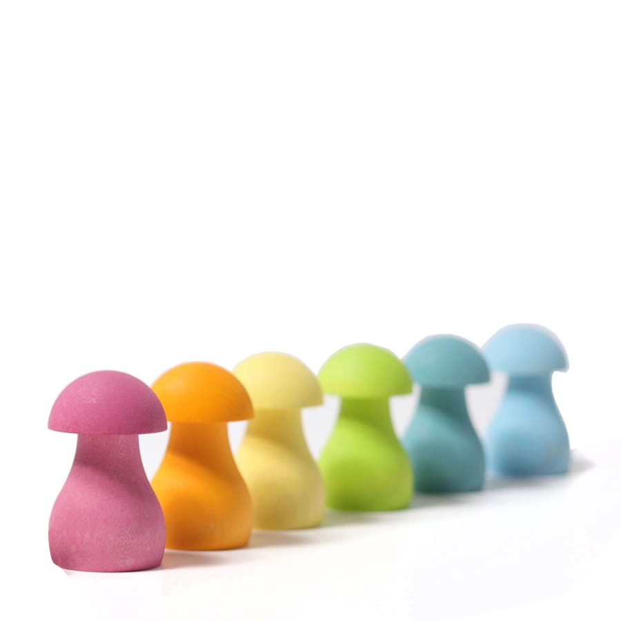 Toys Grimm’s Stacking Toys | Wooden Pastel Mushrooms