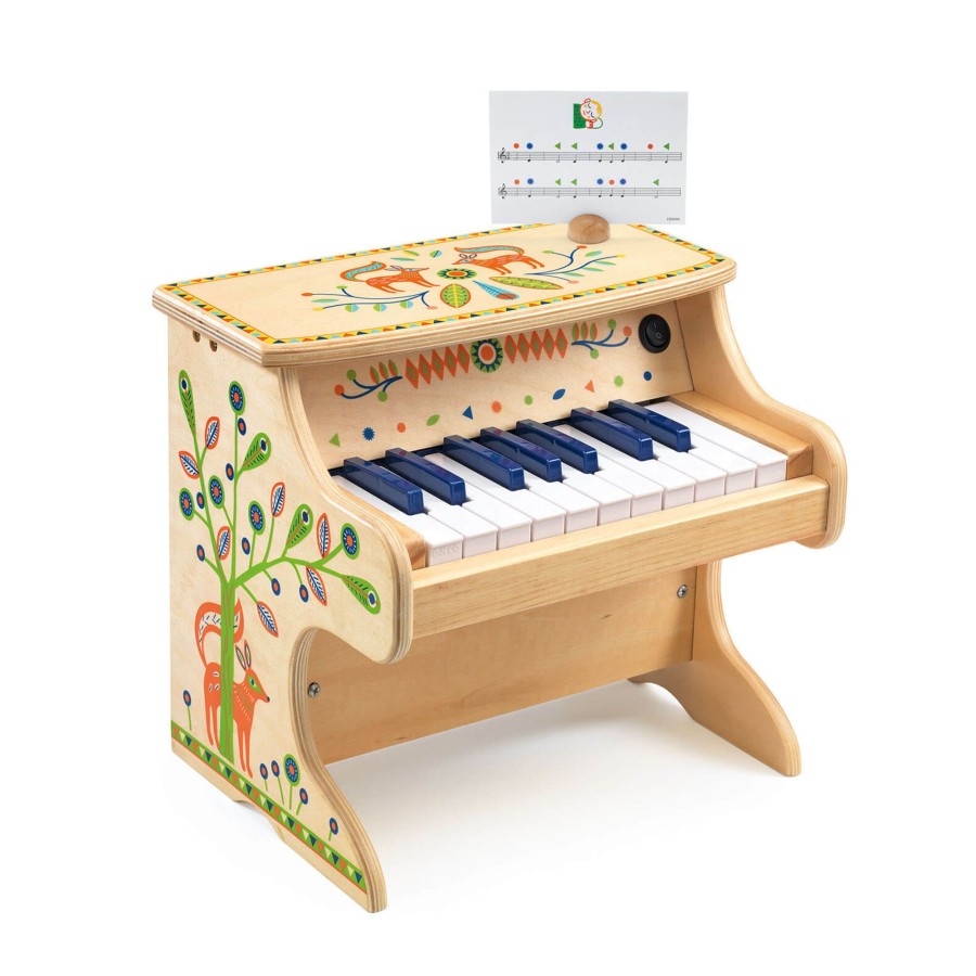 Toys Djeco Musical Instruments | Animambo Wooden Electric Piano