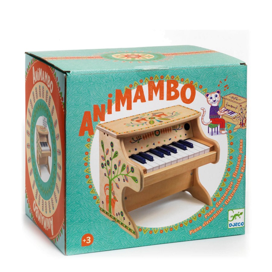 Toys Djeco Musical Instruments | Animambo Wooden Electric Piano