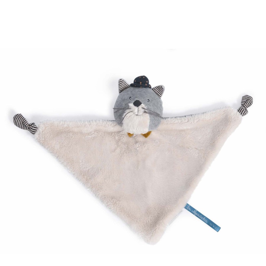 Toys Moulin Roty Soft Toys, Comforters | Les Moustaches Fernand Cat Comforter Light Grey