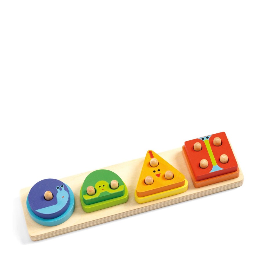 Toys Djeco Shape Sorters, Bead Frames | Wooden Sorting Box - 1234 Basic