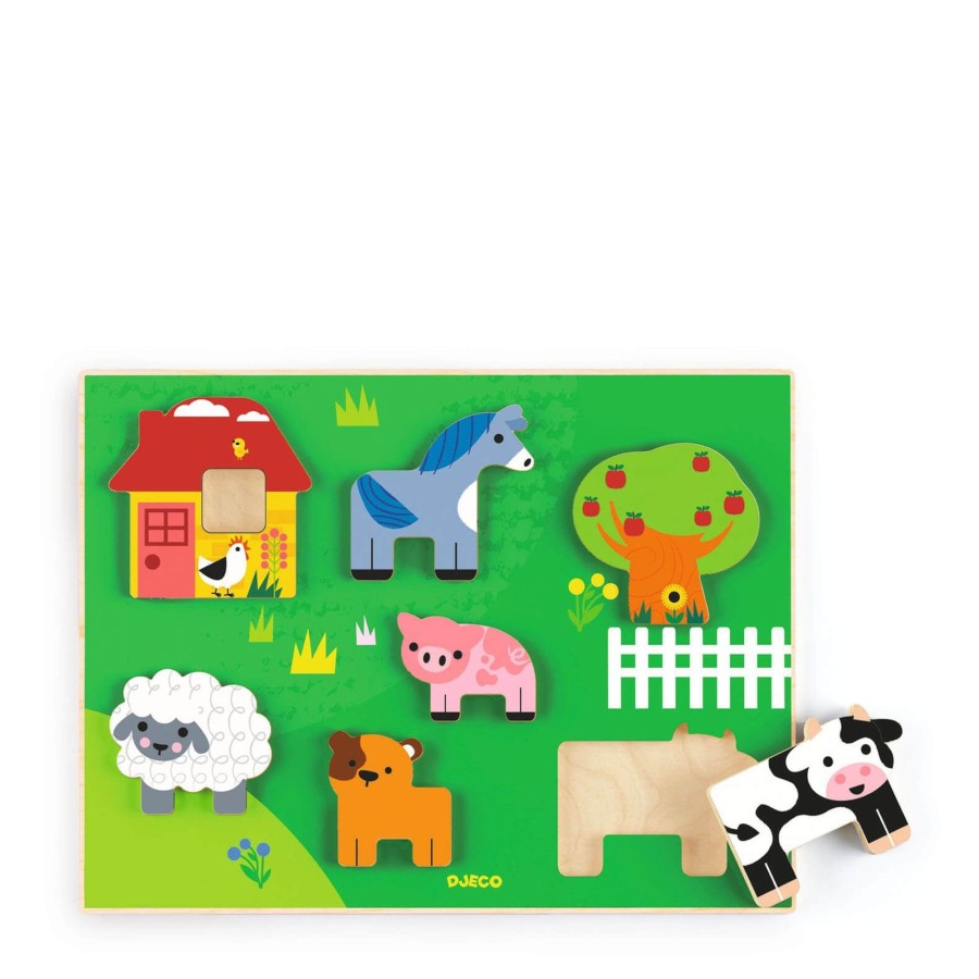 Toys Djeco Games, Puzzles, Jigsaws | Wooden Puzzle Board - Farm Story