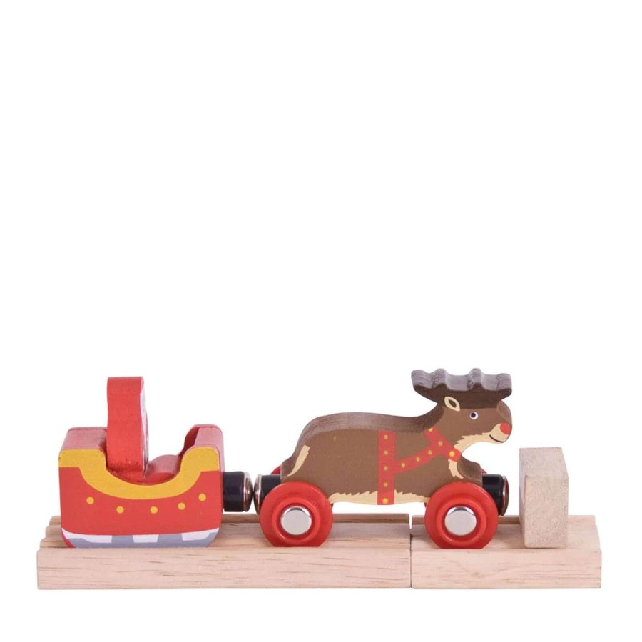 Toys Big Jigs Trains, Cars, Planes | Santa Sleigh With Reindeer For Train Track