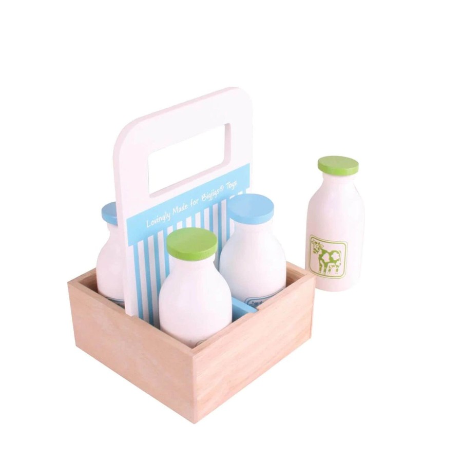 Toys Big Jigs Kitchens, Foods | Wooden Milk Delivery Set