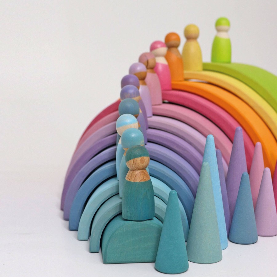 Home Grimm’s Decorative Objects | 12 Wooden Pastel Rainbow Friends Figures