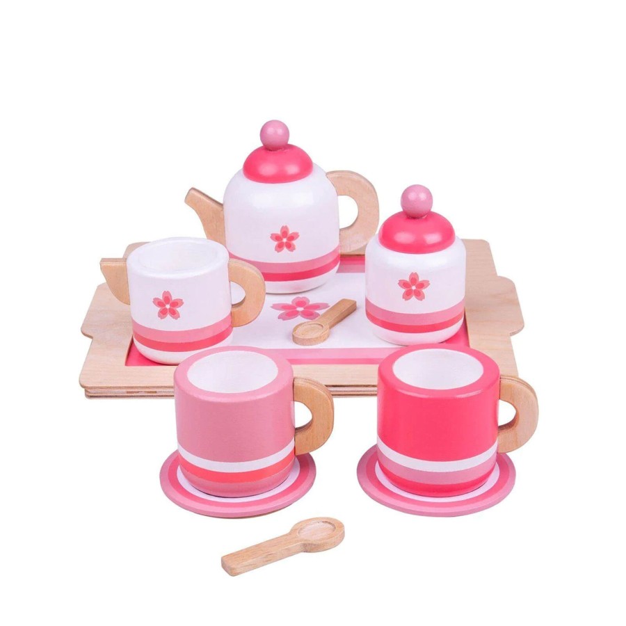 Toys Big Jigs Kitchens, Foods | Wooden Pink Tea Set