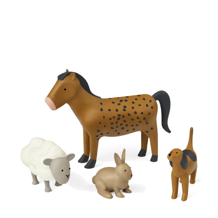 Toys Liewood Wooden Toys | Harrison Farm Animals Golden Caramel Mix