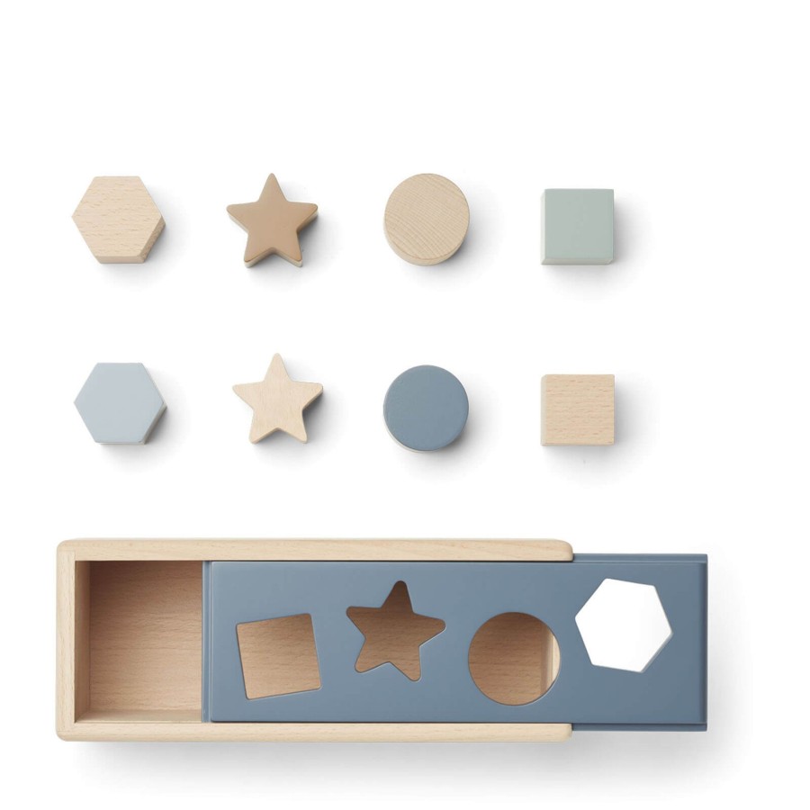 Toys Liewood Shape Sorters, Bead Frames | Midas Puzzle Box Geometric Whale Blue Multi Mix