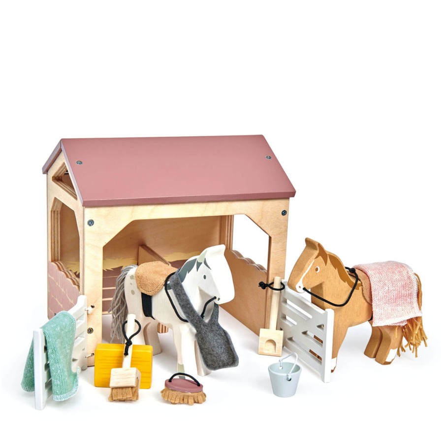 Toys Tender Leaf Wooden Toys | Wooden Stables Plus Horses And Accessories