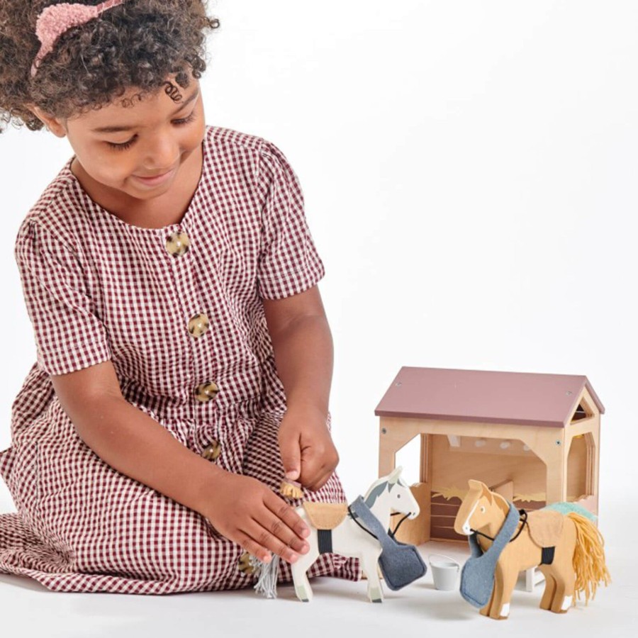 Toys Tender Leaf Wooden Toys | Wooden Stables Plus Horses And Accessories