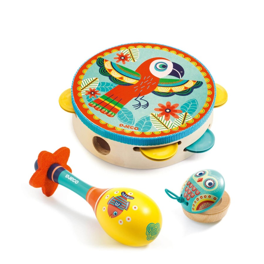 Toys Djeco Musical Instruments | Animambo Set Of 3 Wooden Instruments