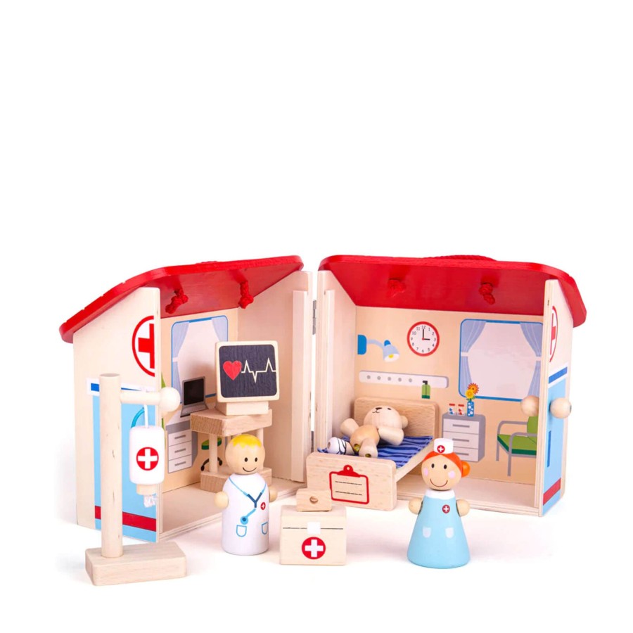 Toys Big Jigs Doctor'S Sets, Role Play | Wooden Hospital Mini Play Set