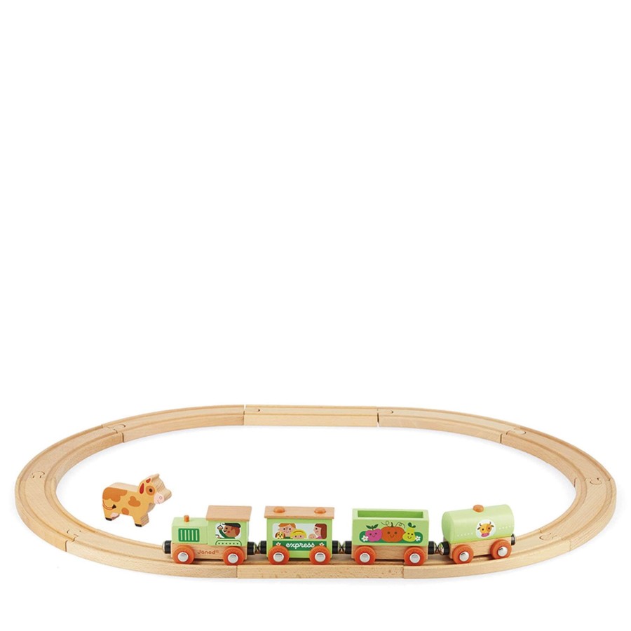 Toys Janod Wooden Toys | Story Farm Train With Tracks