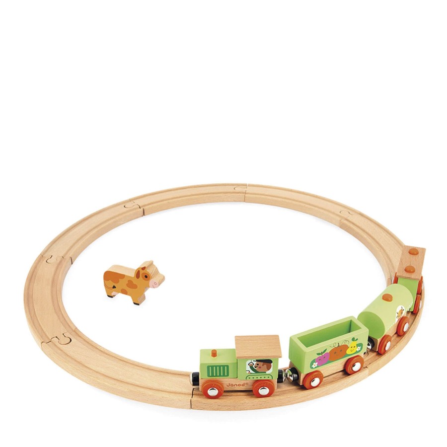 Toys Janod Wooden Toys | Story Farm Train With Tracks