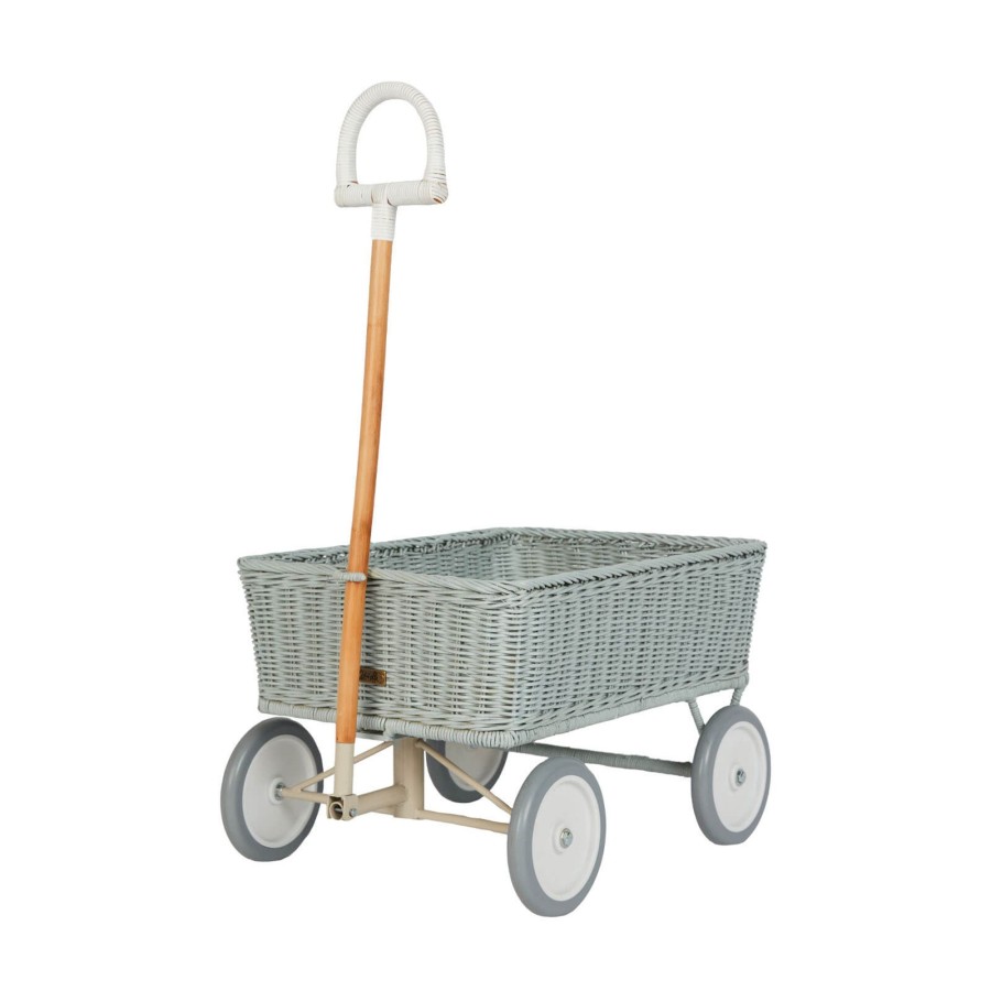 Toys Olli Ella Push & Pull Along Toys | Rattan Wonder Wagon - Vintage Blue