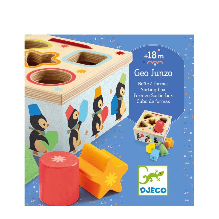 Toys Djeco Shape Sorters, Bead Frames | Wooden Sorting Box - Geo Junzo