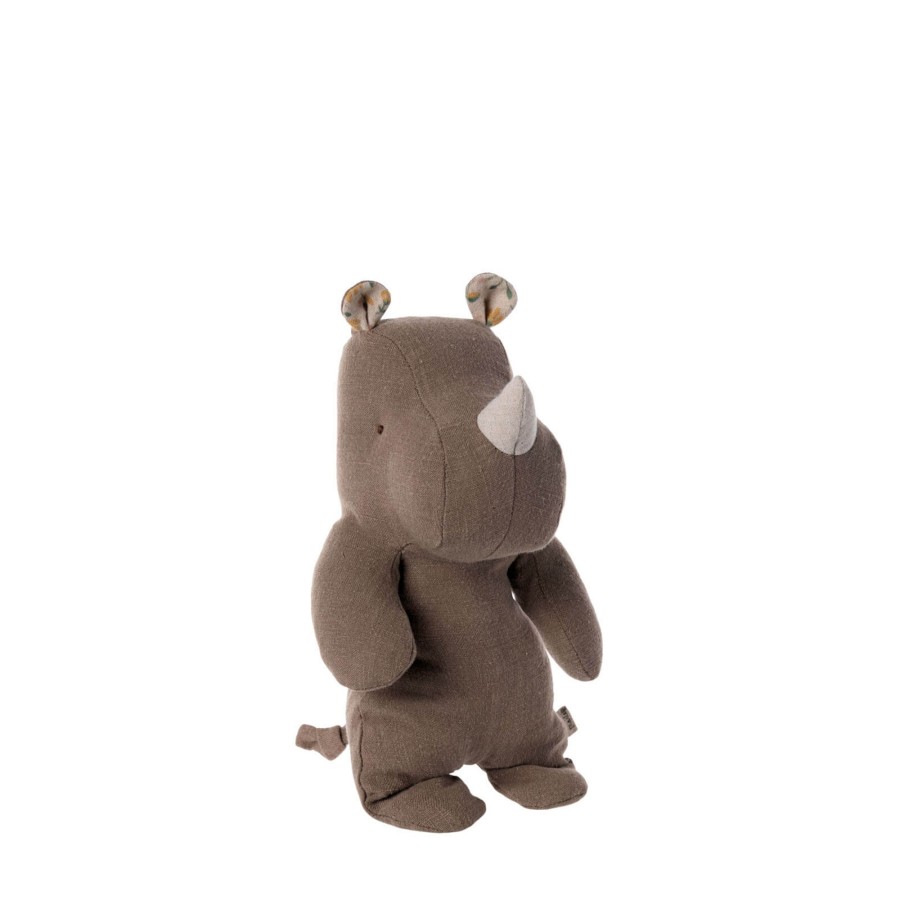 Toys Maileg Soft Toys, Comforters | Safari Friends Small Rhino - Chocolate