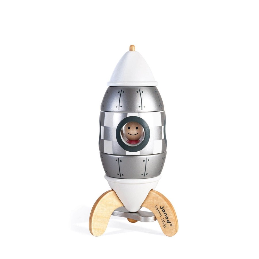 Toys Janod Stacking Toys | Silver Magnetic Rocket Kit