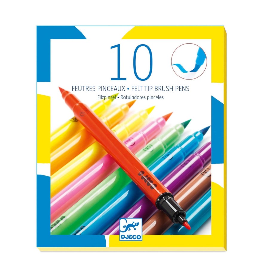 Toys Djeco Arts & Crafts | 10 Double Ended Felt Brushes - Pop Colours